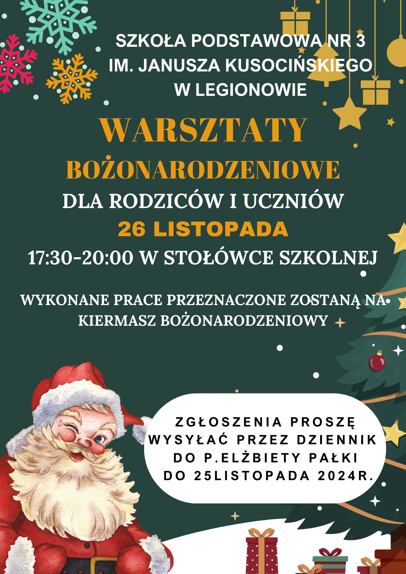 Więcej o: Warsztaty Bożonarodzeniowe dla rodziców i uczniów